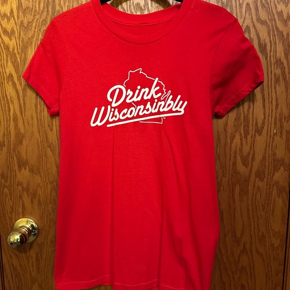 Small red women's Drink Wisconsinbly t-shirt. - Picture 1 of 1